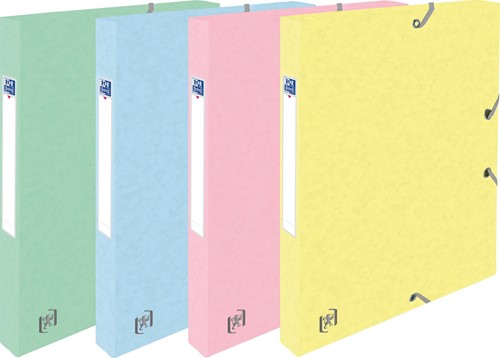 Oxford Top File+ boîte de rangement, dos de 2,5 cm, couleurs pastel assorties, paquet de 4 pièces