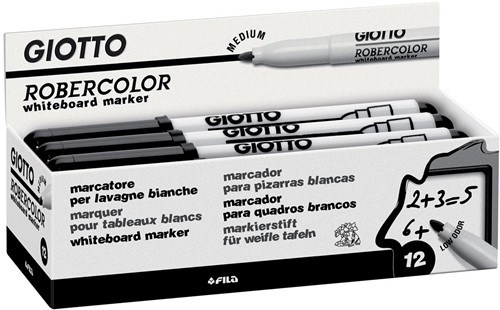 Giotto Robercolor, marqueur pour tableaux blancs, moyen, pointe ronde, noir