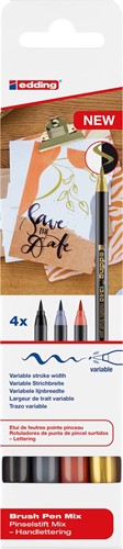 Edding metallic brushpen Mix e-1340, assorti, set de 4 pièces 4 Stuk