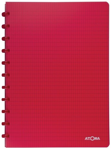 Atoma Trendy cahier, ft A4, 144 pages, commercieel quadrillé, transparant rood