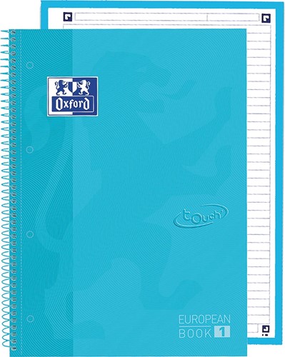 Oxford School Touch bloc spirale, ft A4+, 160 pages, ligné, bleu pastel