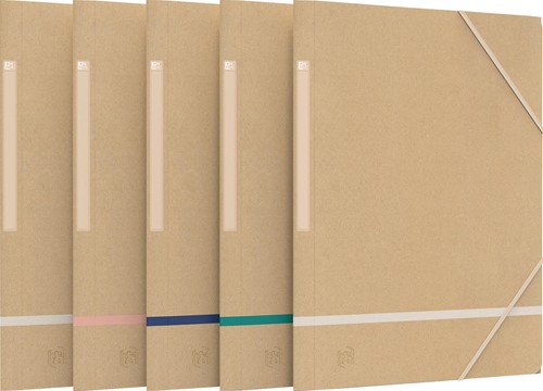 Oxford Touareg chemise à rabats, en carton, ft A4, beige et couleurs assorties, paquet de 5 pièces