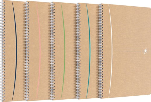 Oxford Touareg cahier à reliure spirale, 180 pages ft A4, quadrillé 5 mm, couleurs assorties