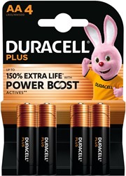 Duracell batterij Plus 100% AA, blister van 4 stuks 4 Stuk