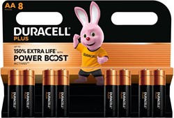 Duracell batterij Plus 100% AA, blister van 8 stuks 8 Stuk