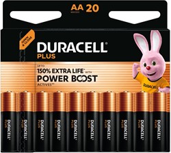 Duracell piles Plus 100%, AA, blister 20 pièces