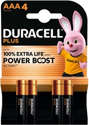 Duracell batterij Plus 100% AAA, blister van 4 stuks 4 Stuk