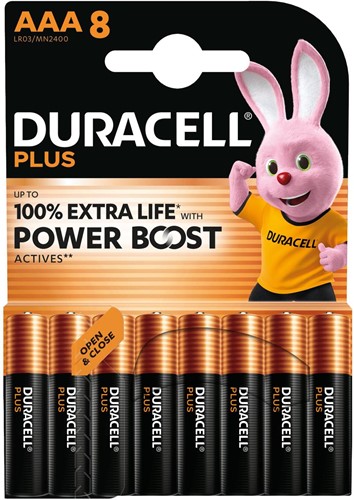 Duracell batterij Plus 100% AAA, blister van 8 stuks 8 Stuk
