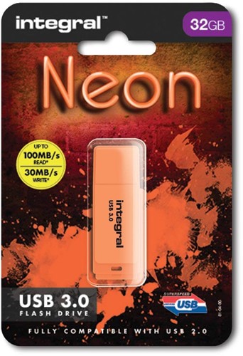 Integral Neon clé USB 3.0, 32 Go, orange