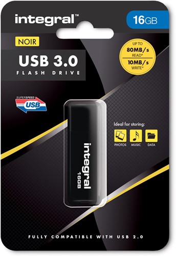 Integral clé USB 3.0, 16 Go, noir