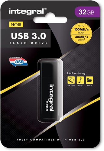 Integral clé USB 3.0, 32 Go, noir