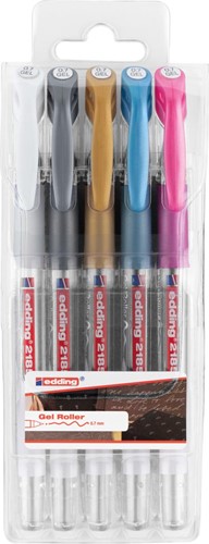 Edding roller à encre gel 2185, étui 5 pieces en couleurs assorties