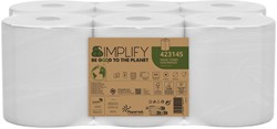 Papernet papieren handdoeken Simplify Centerfeed, 2-laags, 90 m, 450 vel, pak van 6 rollen