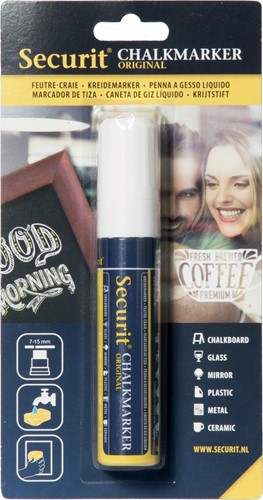 Securit krijtmarker large, op blister, wit 1 Stuk