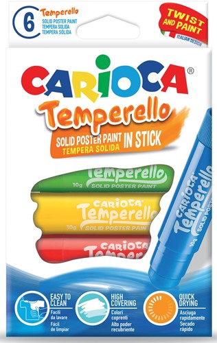 Carioca stick gouache Temperello, étui cartonné de 6 pièces
