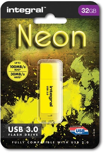 Integral Neon clé USB 3.0, 32 Go, jaune