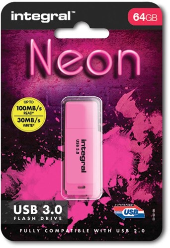 Integral Neon clé USB 3.0, 64 Go, rose