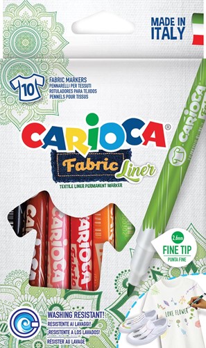 Carioca feutre textile Fabricliner, boîte de 10 pièces en couleurs assorties