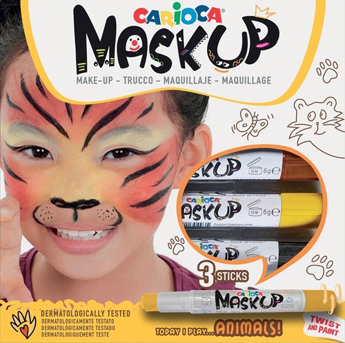 Carioca bâtons de maquillage Mask Up Animaux, boîte avec 3 bâtons