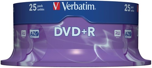 Verbatim DVD recordable DVD+R, spindel van 25 stuks 25 Stuk