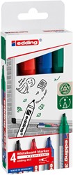 Edding marqueur pour tableaux blancs E-363, couleurs assorties, blister de 4 pièces