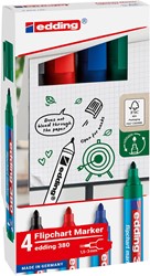 Edding marqueur pour tableaux de conférence E-380, couleurs assorties, blister de 4 pièces