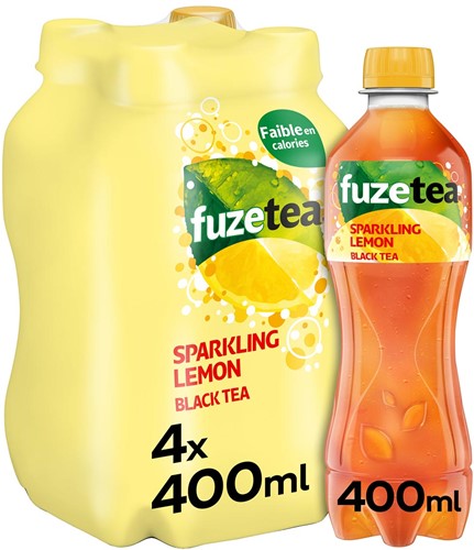 Fuze Tea boisson rafraîchissant, pétillant,  bouteille de 40 cl, paquet de 24 pièces, thé noir