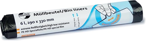 Sac poubelles 6 microns, ft 29 x 33 cm, 6 litres, noir, rouleau de 50 pièces
