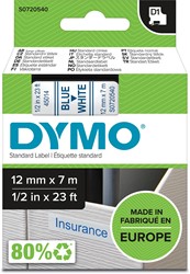 Dymo D1 tape 12 mm, blauw op wit 1 Stuk
