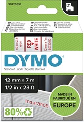 Dymo D1 tape 12 mm, rood op wit 1 Stuk