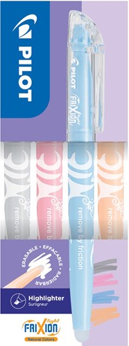 Pilot FriXion Light markeerstift Natural, doos van 4 stuks: grijs, koraal, hemelsblauw, lichtoranje