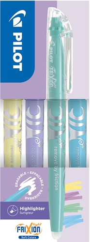 Pilot FriXion Light markeerstift Soft, doos van 4 stuks: geel, violet, groen, blauw