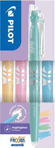 Pilot FriXion Light markeerstift Soft, doos van 4 stuks: roze, oranje, groen, blauw