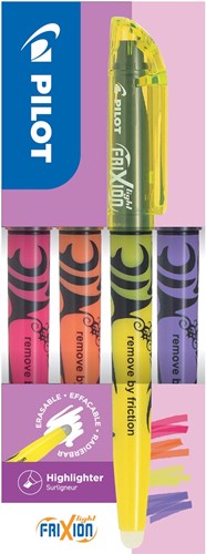 Pilot FriXion Light markeerstift, doos van 4 stuks: roze, oranje, geel, violet
