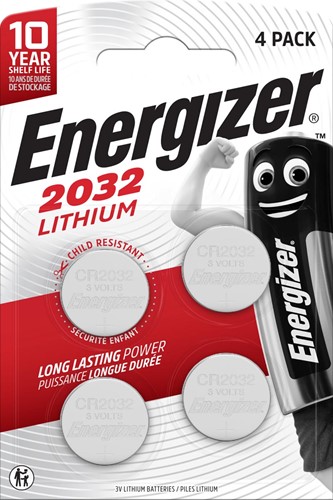 Energizer knoopcellen lithium CR2032, blister van 4 stuks