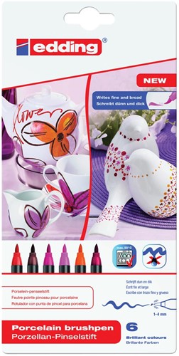 Edding porselein-penseelstift e-4200 warm set van 6 6 Stuk