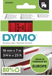 Dymo D1 tape 19 mm, zwart op rood 1 Stuk