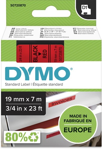 Dymo D1 ruban 19 mm, noir sur rouge 1 Stuk