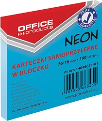 OFFICE products bloc mémo Neon, 76 x 76 mm, 100 feuilles, bleu néon