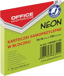 OFFICE products bloc mémo Neon, 76 x 76 mm, 100 feuilles, vert néon