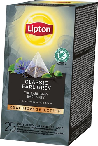 Lipton thee Exclusive Selection, Earl Grey, doos van 25 zakjes 25 Stuk