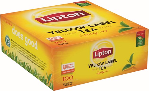Lipton thee, Yellow Label Tea, pak 100 zakjes 100 Stuk