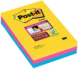 Post-it Super Sticky notes XXL Carnival, 90 feuilles, ft 101 X 152 mm, ligné, couleurs assorties, paquet 3 Stuk
