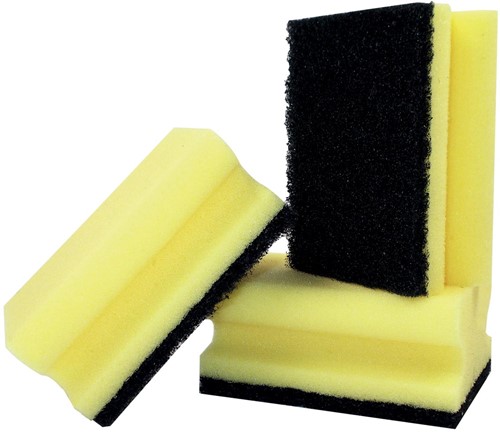 Aqualine éponge abrasive avec grip doux, ft 9,5 x 7 x 4,5 cm, paquet de 3 pièces