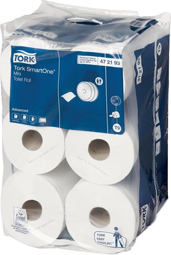 Tork papier toilette SmartOne Mini, 2 plis, 111 mètres, système T9, paquet de 12 rouleaux