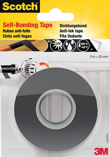 Scotch reparatieplakband anti-lek, ft 25 mm x 3 m, zwart, blisterverpakking 1 Stuk