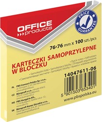 OFFICE products bloc mémo, 76 x 76 mm, 100 feuilles, jaune
