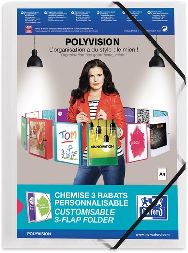 OXFORD Polyvision farde à rabats et élastiques, format A4, en PP, transparent 1 Stuk