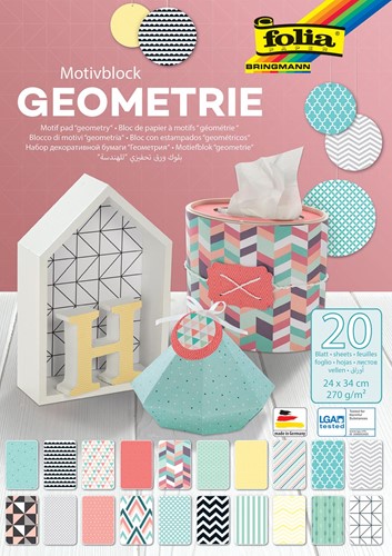 Folia motiefpapier Geometrie, 270 g, ft 24 x 34 cm, blok van 20 vel