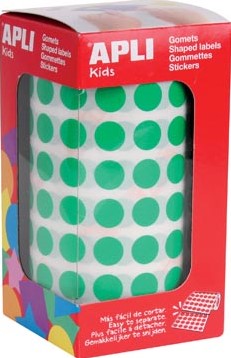 Apli Kids gommettes sur rouleau, cercle diamètrer 10,5 mm, vert